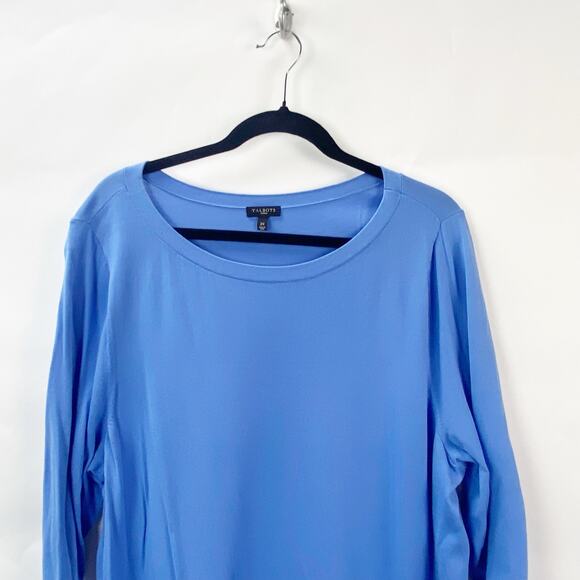 Talbots 2X Plus Womens Blue Knit Tie Waist Pullover Top - Picture 2 of 7